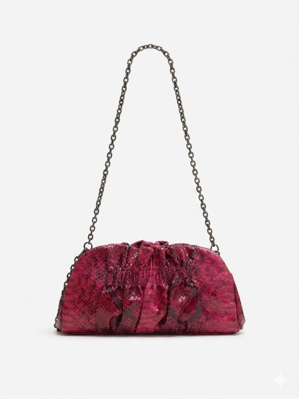 Henri Bendel Red Snakeskin Print Shoulder Bag/Clutch - Gunmetal Hardware - Picture 1 of 15